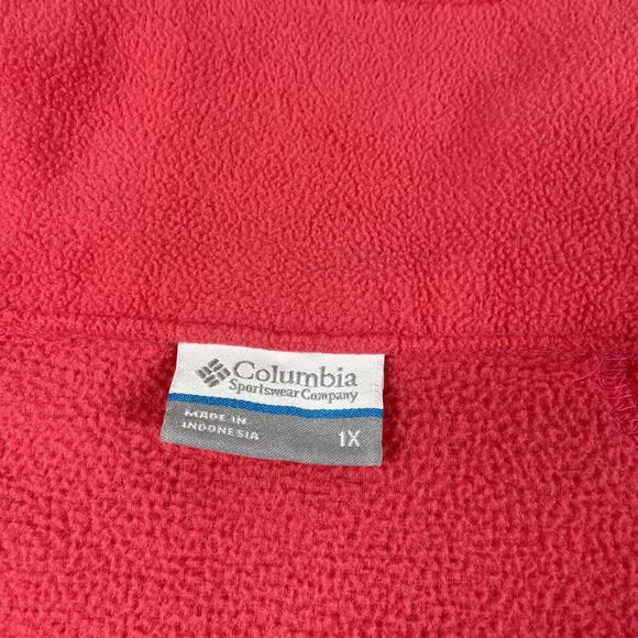 Columbia Jacket Womens 1X Fleece Zip Up Pockets Outdoors Hiking Coral Pink - Picture 2 of 14